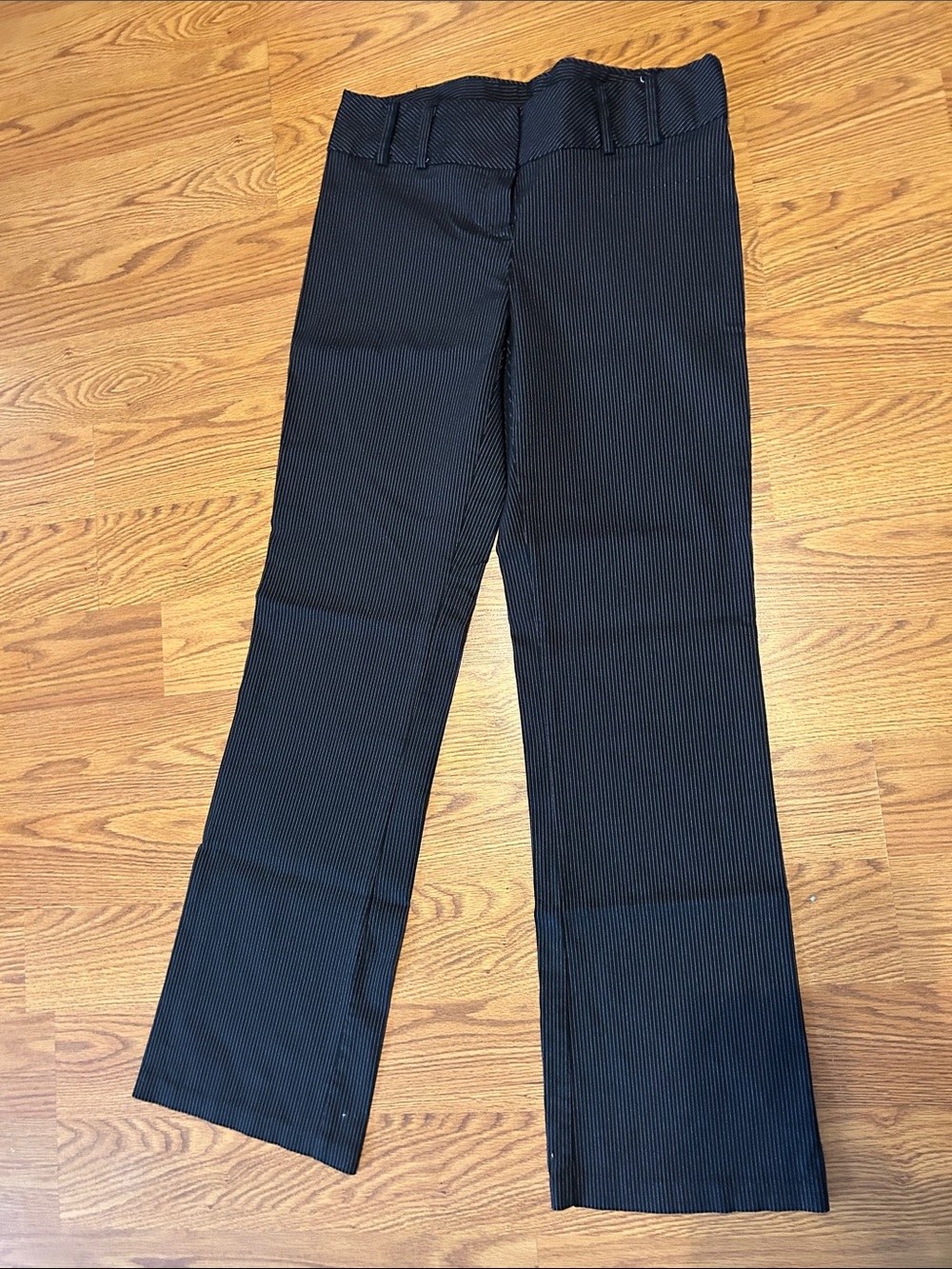 John Varvatos Black Pinstripe Wide-Leg Trousers